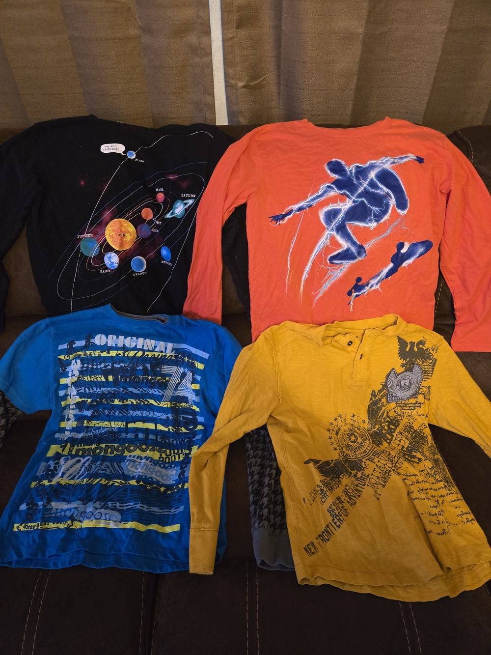 4 Long-Sleeve Graphic Tee Shirts